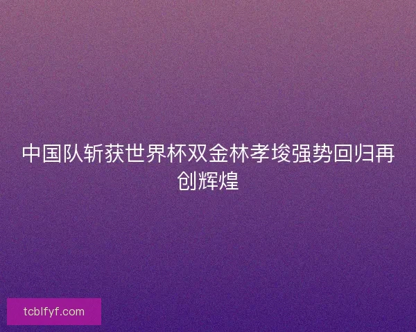 中国队斩获世界杯双金林孝埈强势回归再创辉煌